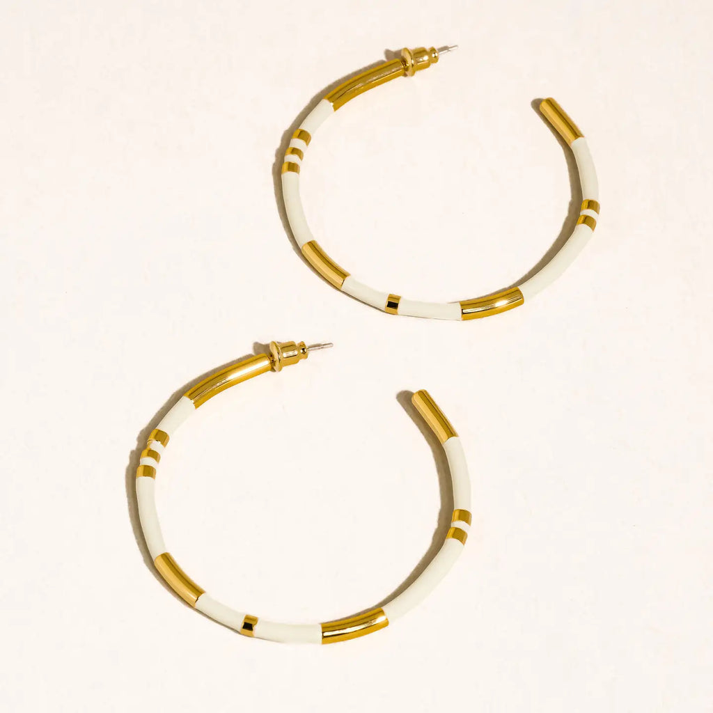 Lola 18K Gold Large Enamel C-Hoop Earring